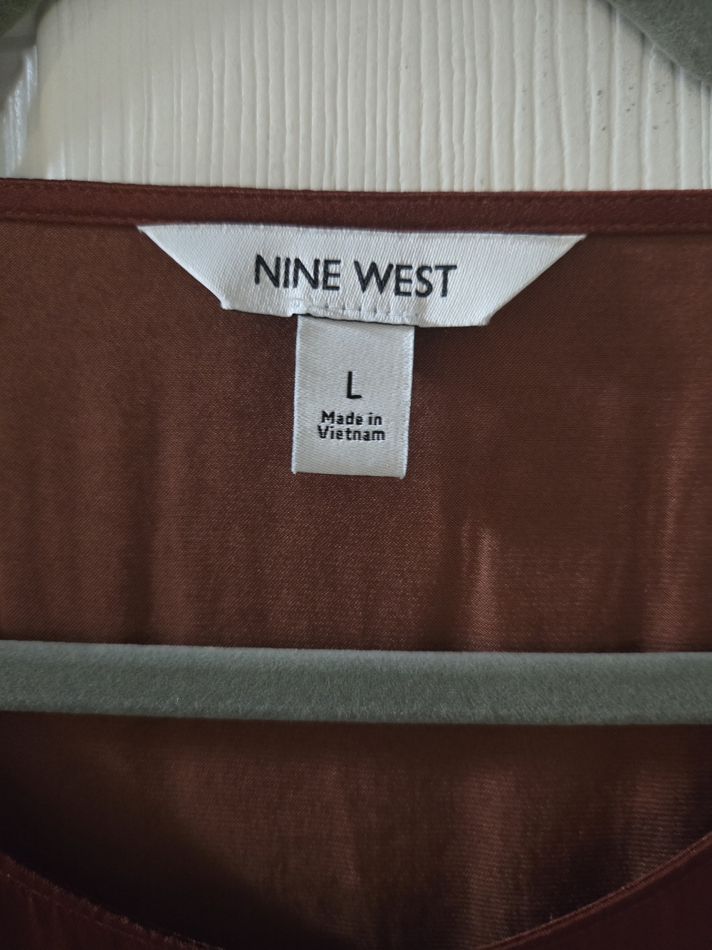 Nine West Burnt Copper Short-Sleeve Satin Blouse - Picture 2 of 3